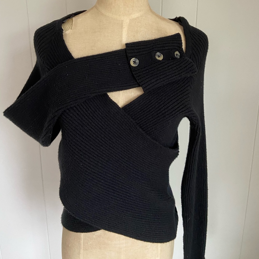 Anthropologie Black Wrap Top - Picture 7 of 7